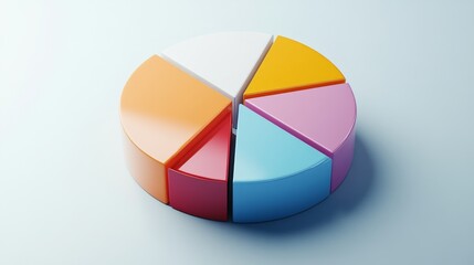 Fototapeta premium Top view of a D pie chart with clear text labels and simple yet dynamic colors