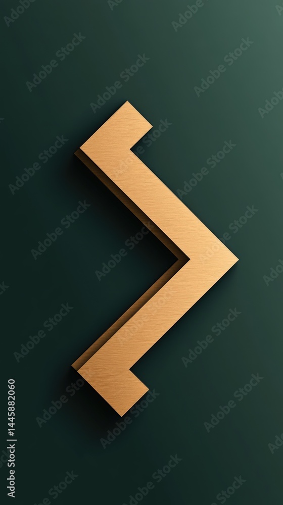 Poster isolated golden rune on a dark teal backdrop with a subtle shadow effect, creating a simple graphic 