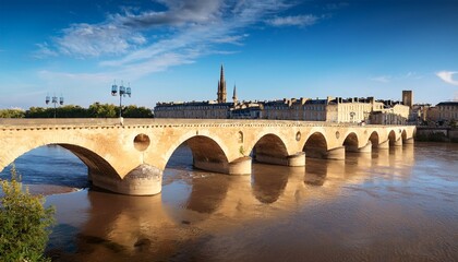 Fototapeta premium old stony bridge in bordeaux france