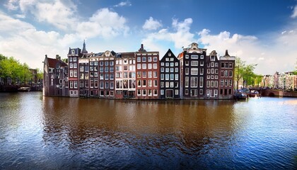 Fototapeta premium amsterdam canals and typical houses