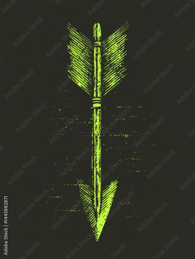 Poster a single arrow illustration with a bright green gradient, set against a dark background, presents a 