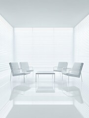 Fototapeta premium All white interior modern minimalist design reflecting light and shadows in a bright creative mood scene