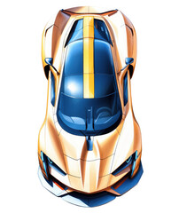  Gold Blue Sportscar Top View Illustration PNG Transparent Isolated