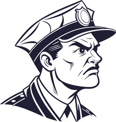 Police Caracter Vector Illustration With Angry Face