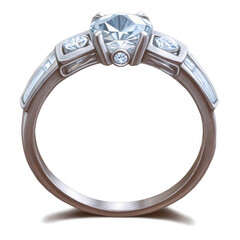 Obraz premium Silver Diamond Ring Illustration PNG Transparent Isolated
