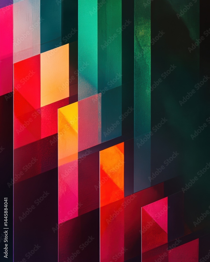 Poster abstract vibrant color block art design featuring modern geometric shapes in harmonious composition