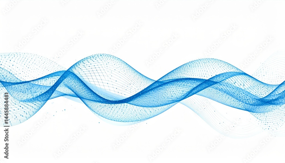 Poster abstract blue particle wave background design