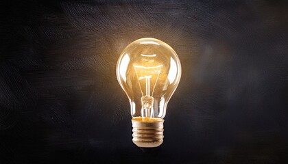 glowing light bulb on dark chalkboard background