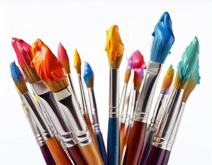Obraz premium brushes with colorful paints isolated on white