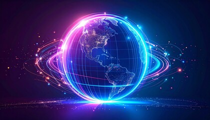 Digital Planet Earth in a Dark Space Background