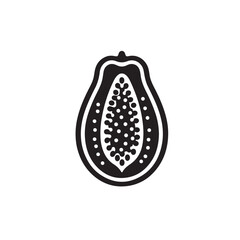 Sliced Papaya Silhouette with Seed Implied, Flat Vector Art