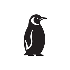Penguin Standing Upright Silhouette in Minimalist Style