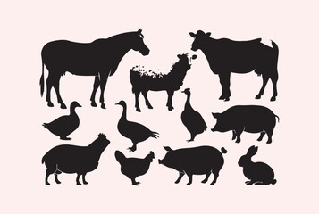 Silhouettes of Farm Animals