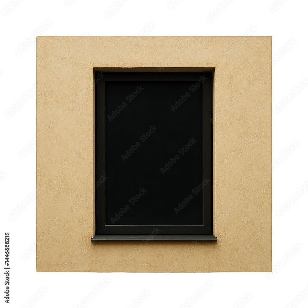 Aufkleber a modern architectural detail featuring a simple dark rectangular window pane framed by a textured b