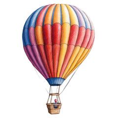 Naklejka premium Colorful Hot Air Balloon Pencil Drawing PNG Transparent Isolated