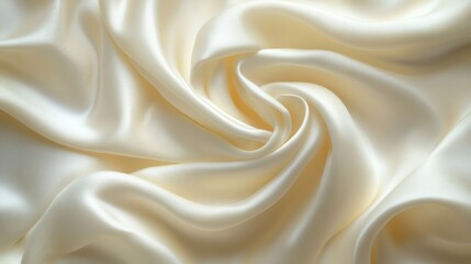 Obraz premium Soft, luxurious cream-colored satin fabric elegantly draped and swirled