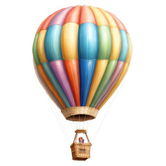 Fototapeta premium Colorful Hot Air Balloon Child Illustration PNG Transparent Isolated