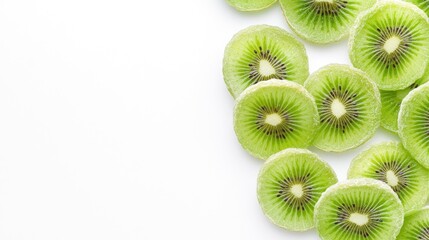 Dried Kiwi Slices on White Background: A Delightful Display of Dehydrated Kiwi Fruit