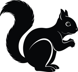 Squirrel Silhouette with Bushy Tail Illustration