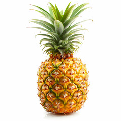 Fototapeta premium Fresh Pineapple with Green Leaves on a White Background