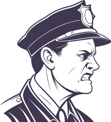 Police Caracter Vector Illustration With Angry Face