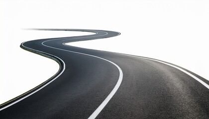 curved road with white markings winding highway isolated on white background asphalt highway