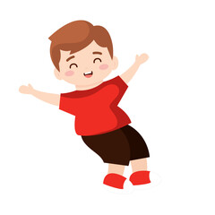 Laughing boy in red shirt. Vector