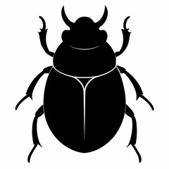 Flat Black Dung Beetle Vector Icon
