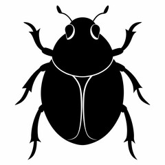 Flat Black Dung Beetle Vector Icon