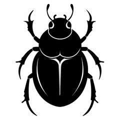 Flat Black Dung Beetle Vector Icon