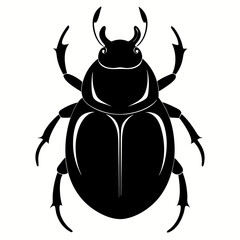 Flat Black Dung Beetle Vector Icon