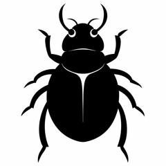 Flat Black Dung Beetle Vector Icon