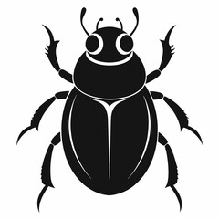 Flat Black Dung Beetle Vector Icon