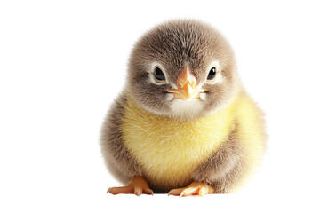 Adorable Baby Bird with Fluffy Yellow Chest in a Soft, Natural Setting on transparent background