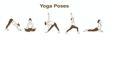 silhouettes of yoga poses black silhouette of women gymnastics girl silhouette. Silhouette Yoga Pose by Woman. Aesthetic yoga pose vector with healthbody.