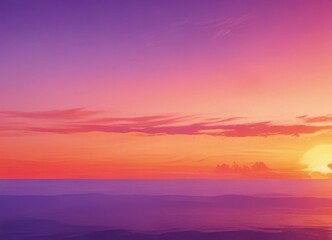 Fototapeta premium Abstract watercolor sunset, intense orange and violet gradients, painterly texture , art, design, atmospheric