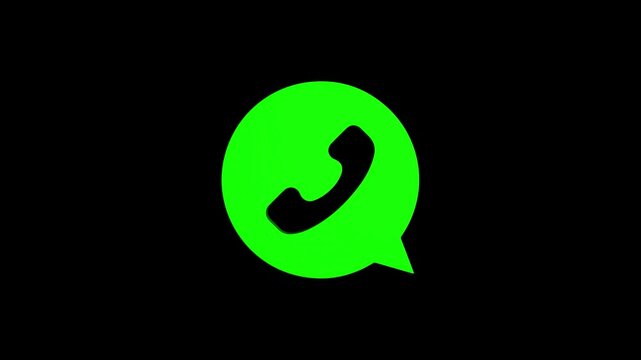 whats app phone rotating 3d icon 4k animation, call looping with alpha channel. mobile telephone illustration icon rotation on black background