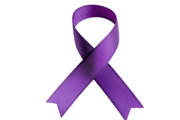 Purple Awareness Ribbon Symbolizing Support for Causes and Campaigns on transparent background