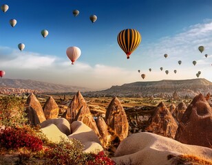 Obraz premium hot air balloons flying over spectacular cappadocia turkey