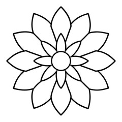 Graceful Line Art of a Cosmic Floral Mandala