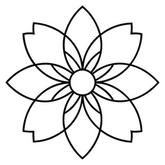 Graceful Line Art of a Cosmic Floral Mandala