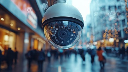 Surveillance camera focused on city street