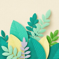 Obraz premium Floral Symphony: An exquisite dance of paper leaves in refreshing, calming tones. Displaying the elegance and beauty of nature's palette, with a blend of textures and soft hues. 