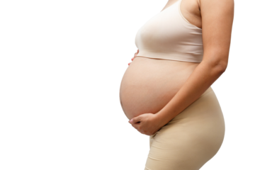 Portrait of a pregnant woman touching her big belly close up, mother, pregnancy, people and expectation. Woman holding big pregnant stomach