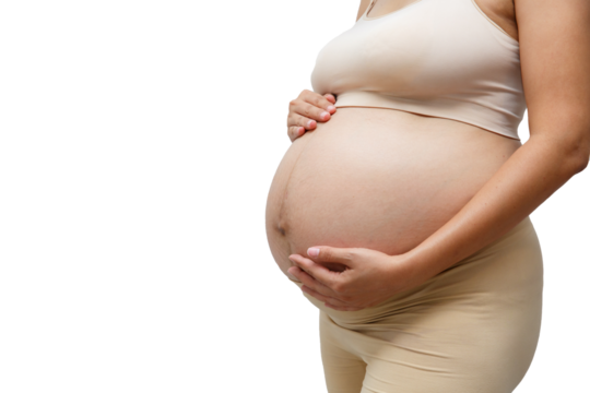 Portrait of a pregnant woman touching her big belly close up, mother, pregnancy, people and expectation. Woman holding big pregnant stomach