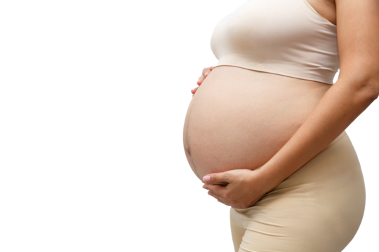 Portrait of a pregnant woman touching her big belly close up, mother, pregnancy, people and expectation. Woman holding big pregnant stomach