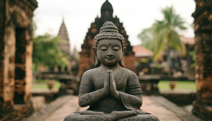 Obraz premium Ancient Buddha statue in temple