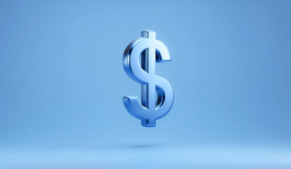 3D Glossy Dollar Symbol on Blue Background &ndash; Financial Icon Concept