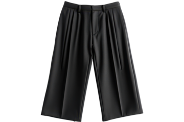 Stylish black wide leg cropped pants perfect for a modern minimalist look Clean lines sharp pleats
