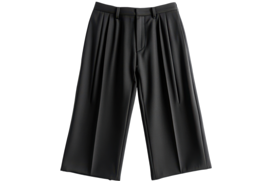 Stylish black wide leg cropped pants perfect for a modern minimalist look Clean lines sharp pleats